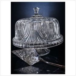Shannon by Godinger 24% Lead Crystal Serving Trio (Cake Stand, Punch Bowl, Appetizer Plate)