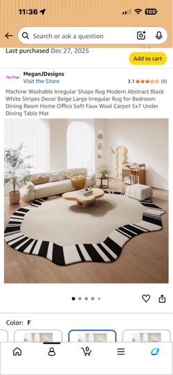 Irregular Shape Black and White Area Rug 5x7