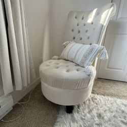 Retro Tufted Back Armless Chair w/ Pillow - $55