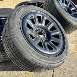 FREE INSTALL (4) OEM 2026 tesla model 3 steel rims tires 18" Hankook 235/45/18 99% NO SENSORS