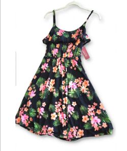 Arizona Black Tropical Floral Cold Shoulder Dress Sz S Nwt