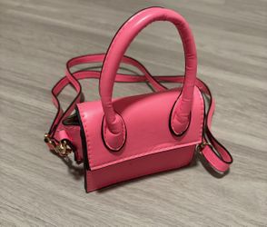 Hot Pink Mini Top-Handle Crossbody Handbag with Long Strap