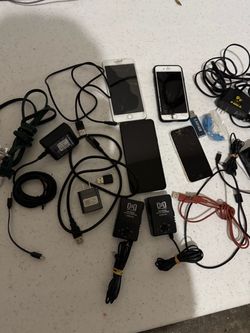 Mixed Lot of Phones, Cables, and Adapters
