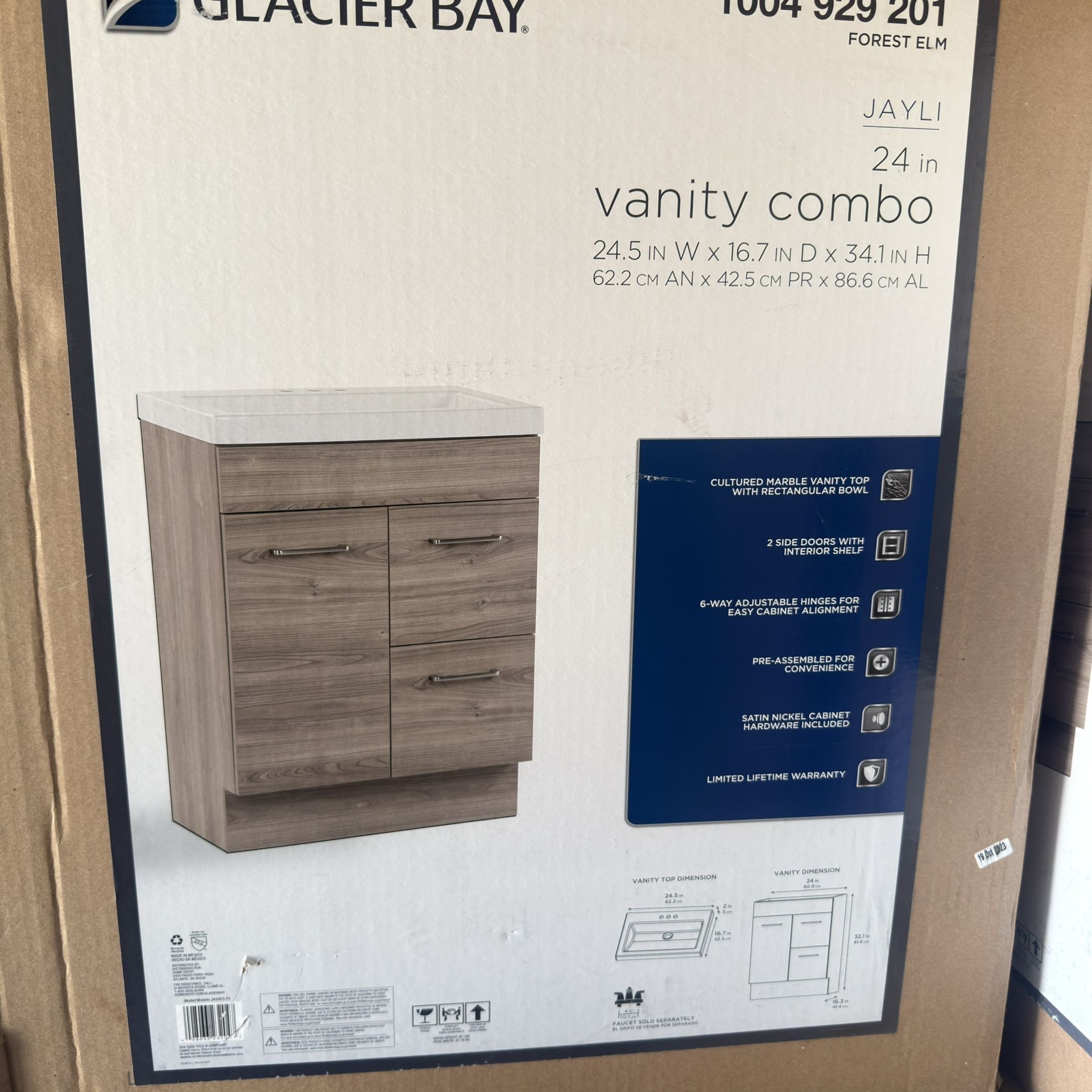 JAYLIN 24 Inch Glacier Bay Vanity Combo