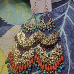 Vintage Boho Beads Tassel Drop Dangle Earrings 