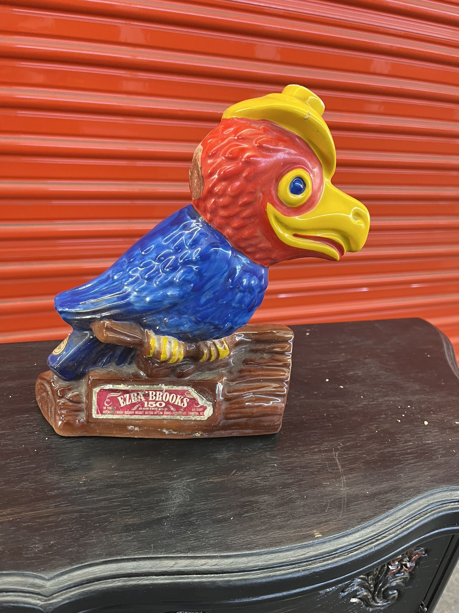 VTG 1969 KU Jayhawk Ezra Brooks Decanter Kansas University No Lid Empty RARE