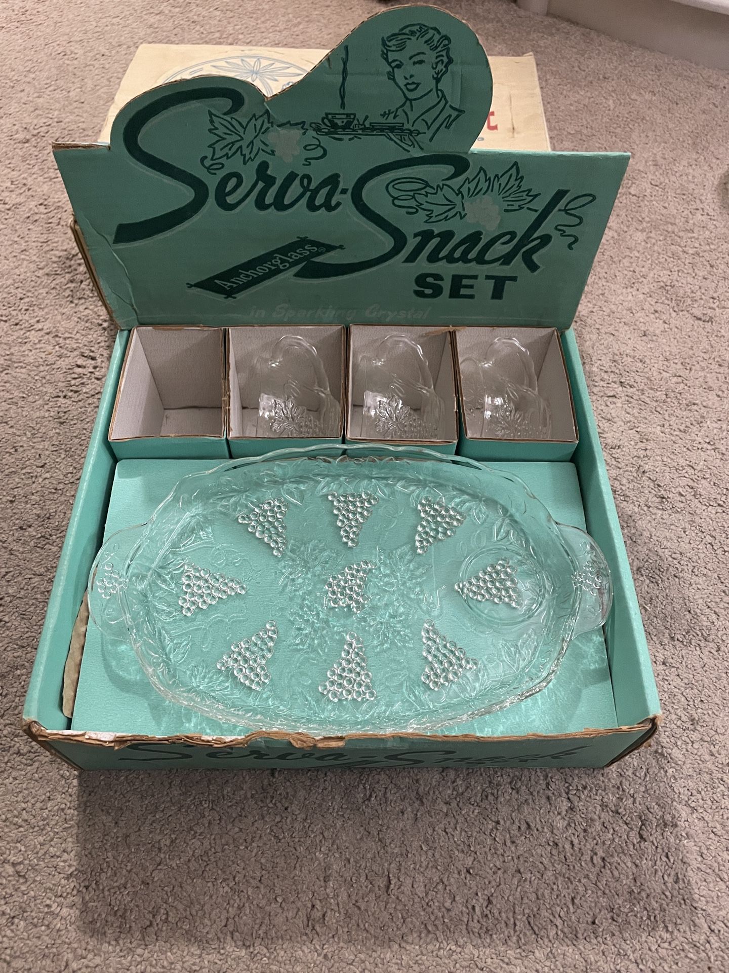 Serva-Snack Set - Vintage Tea Set - Anchorglass