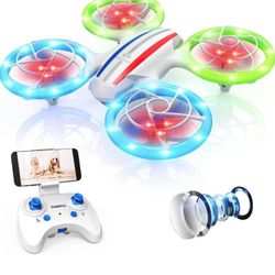 Brandnew Drones for Kids Beginners, LED RC Mini Drone with Altitude Hold, Headless Mode, Quadcopter with 720P HD FPV WiFi Camera, Propeller Full Prote