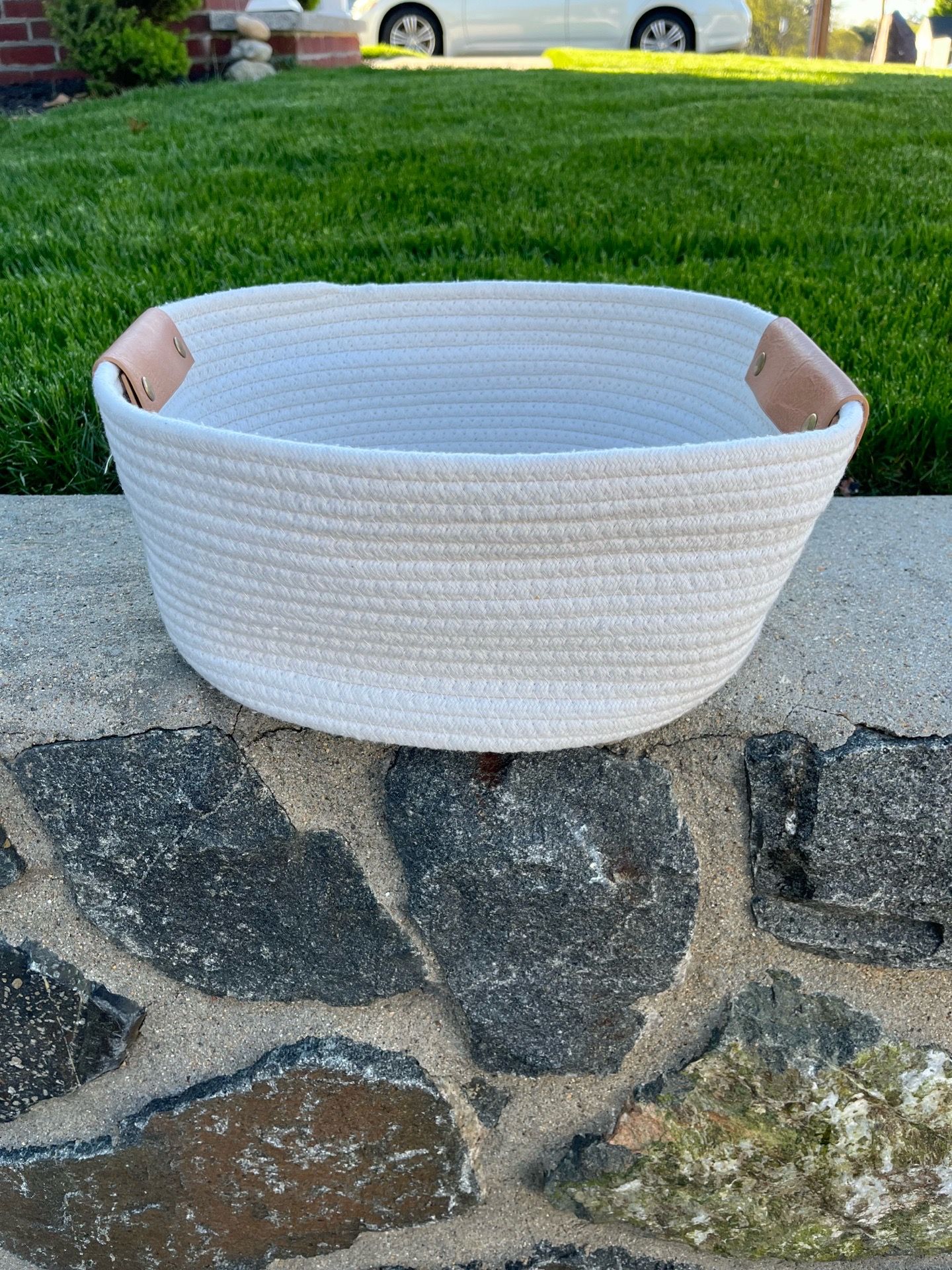 White Woven Cotton Storage Basket