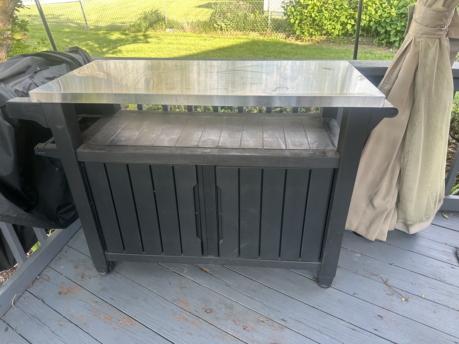 Keter Unity XL Outdoor Table Stainless Steel Top Dark Grey