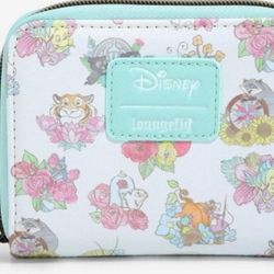 Disney Princess' Sidekicks Wallet Floral Zipper Loungefly 