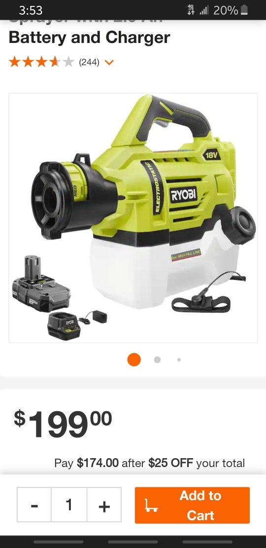New Ryobi Electrostatic 18v