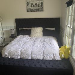 🛌 Oversized 96” x 96” Custom Velvet Platform Bed w/ Storage – $2,500 OBO (Retails 4,000)