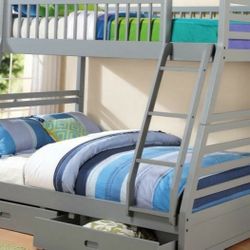 Bunk bed Twin Full with Storage drawers Free Mattress NAVY OR GRAY