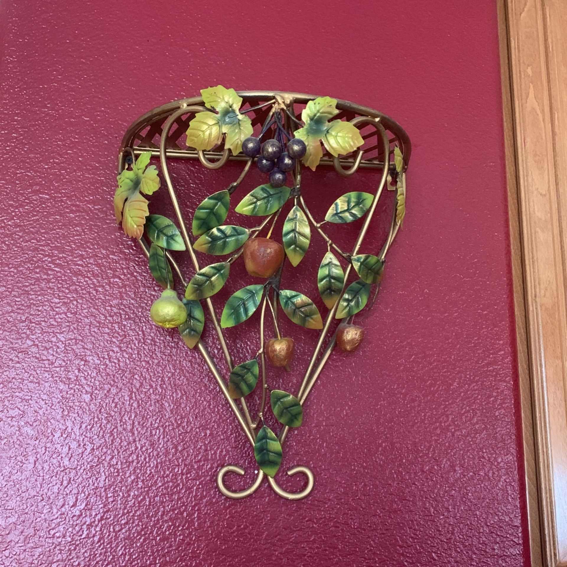 2 large Size Metal Scone Shaped Set With Colorful Fruits & Leaves Design