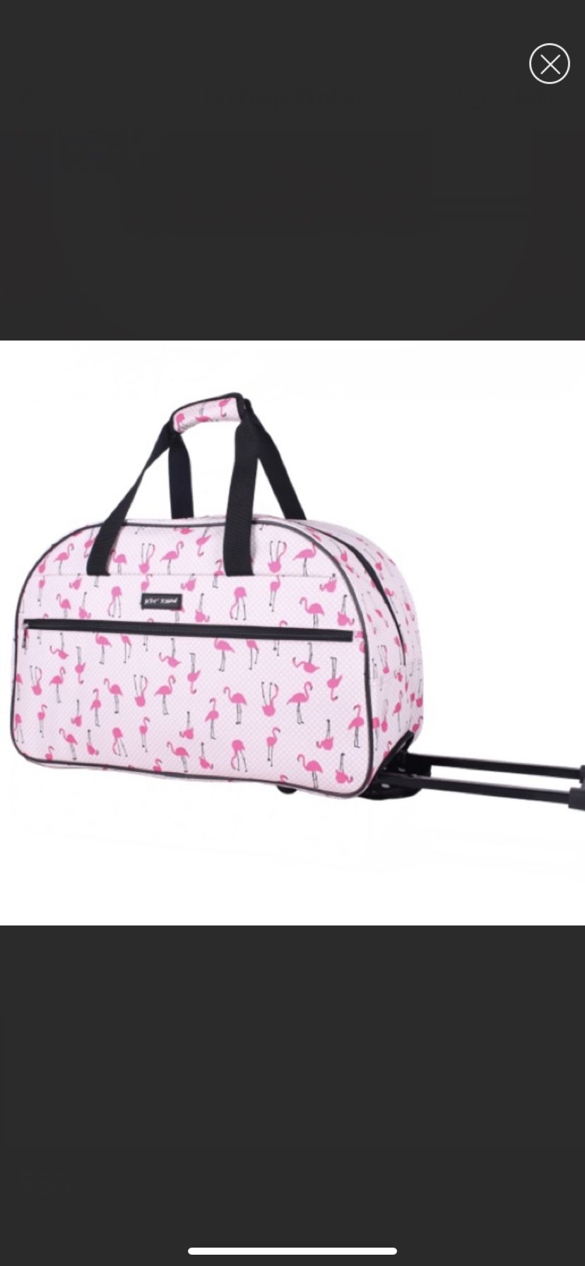 Betsey Johnson Flamingo Rolling Duffle Bag