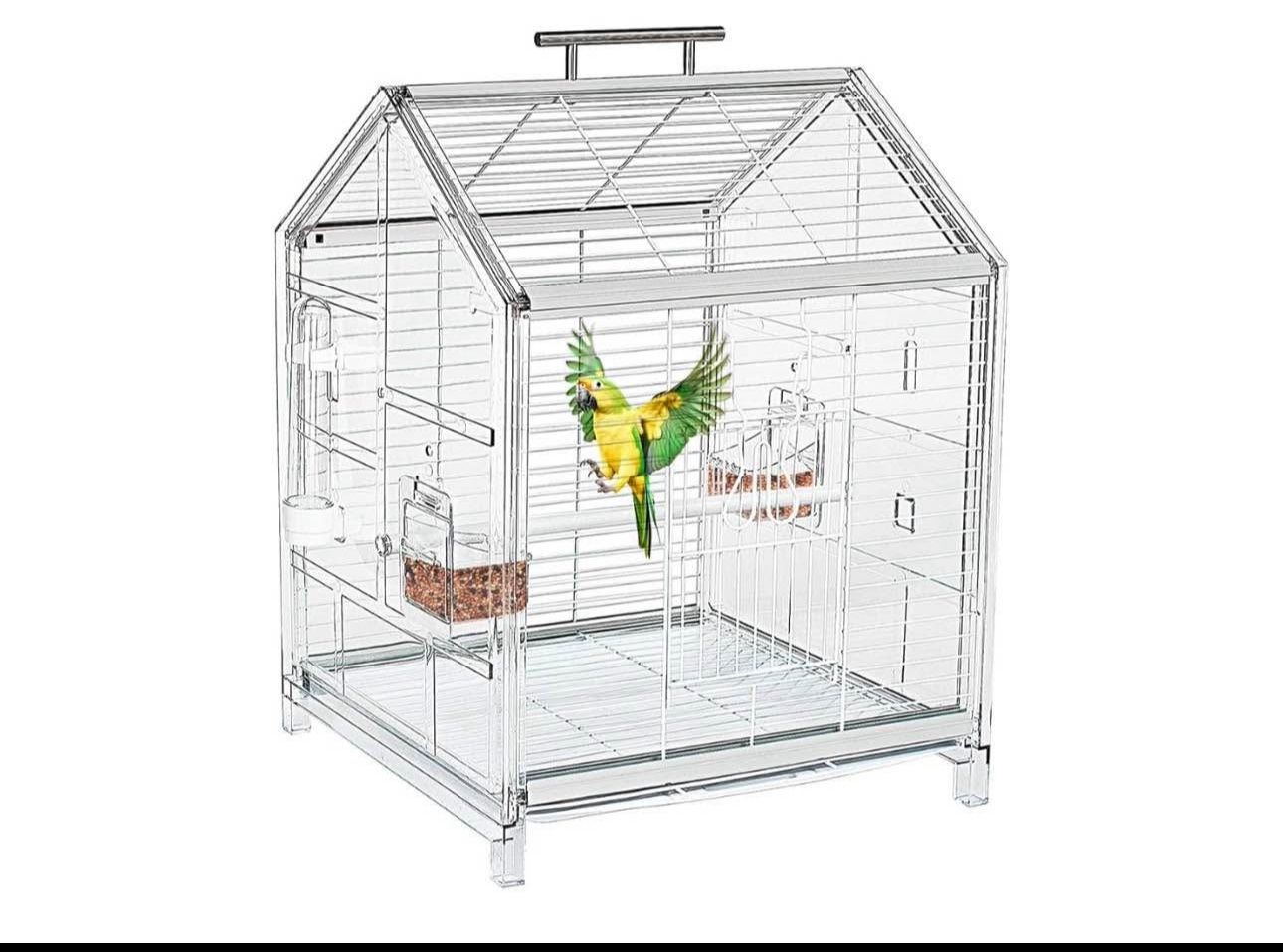 20.5 inch Small Bird Cage, Parrot Cage, Portable Bird Carrier, Travel Carrier Cage for Home, Outing