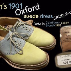 Men’s 1901 Suede Leather Dress - Saddle-up- Shoes (SIZE : 8 1/2)