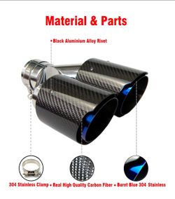 2.5" Inlet 3.5" Outlet Dual Carbon Fiber Y Exhaust Tip Black
Stainless steel construction mirror polished Fits 2.5" OD pipe 3.5" outlet Bolt-on instal