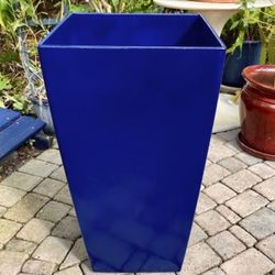 30” Dark Blue Resin Planter/Pot: 15.25”W x 15.25”D x 29.75”H