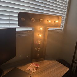 Industrial Metal Marquee Light - Letter "T" (2 extra Bulbs Included)