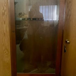 Antique 8 Rifle Or shotgun Solid Wood and Glass Display Case Gun Cabinet 