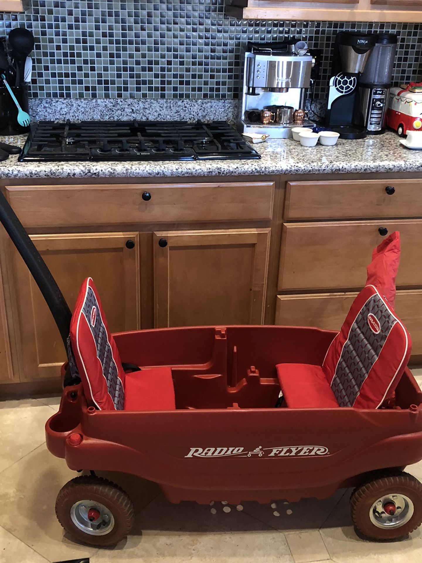 Radio flyer pneumatic tire double wagon with shade
