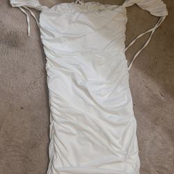 White Rouched Fashion Nova Dress