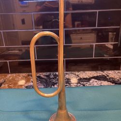 Vintage Brass Bugle Horn With Flared Bell 