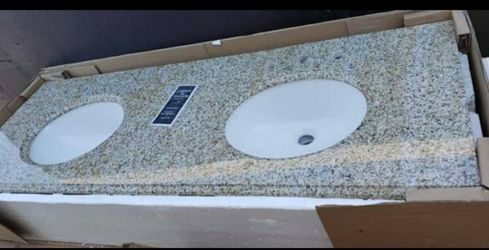 Granite vanity top with double bowls 62 x 22/4 in