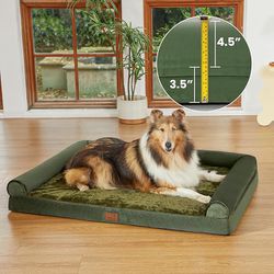Orthopedic Dog Bed for Large Dogs, Waterproof Dog Sofa Bolster Bed Plush Comfy Pet Couch Bed with Egg Crate Foam and Removable Cover, Washable Dog Bed