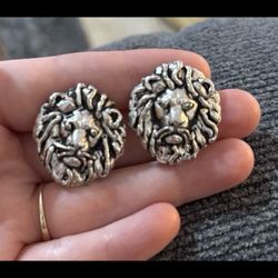 lion head clip on earrings