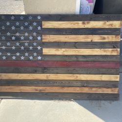Handcrafted Rustic Wooden Flag