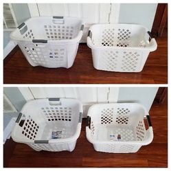 NEW 2 Pcs White Laundry Baskets