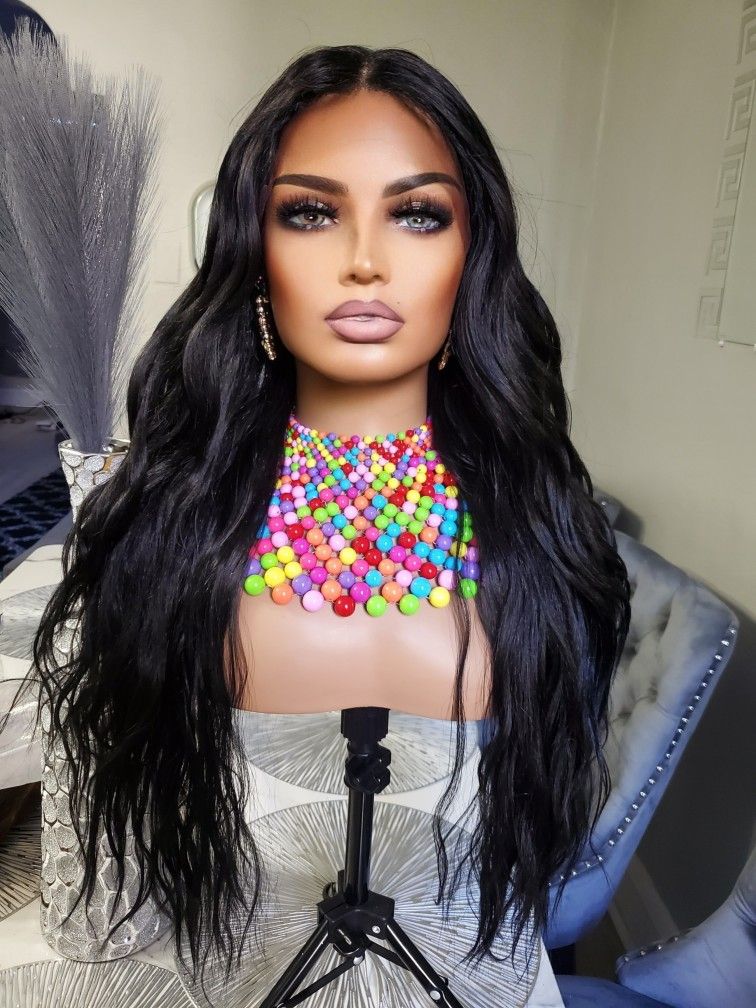 Human Hair Blend Lace Front Wig