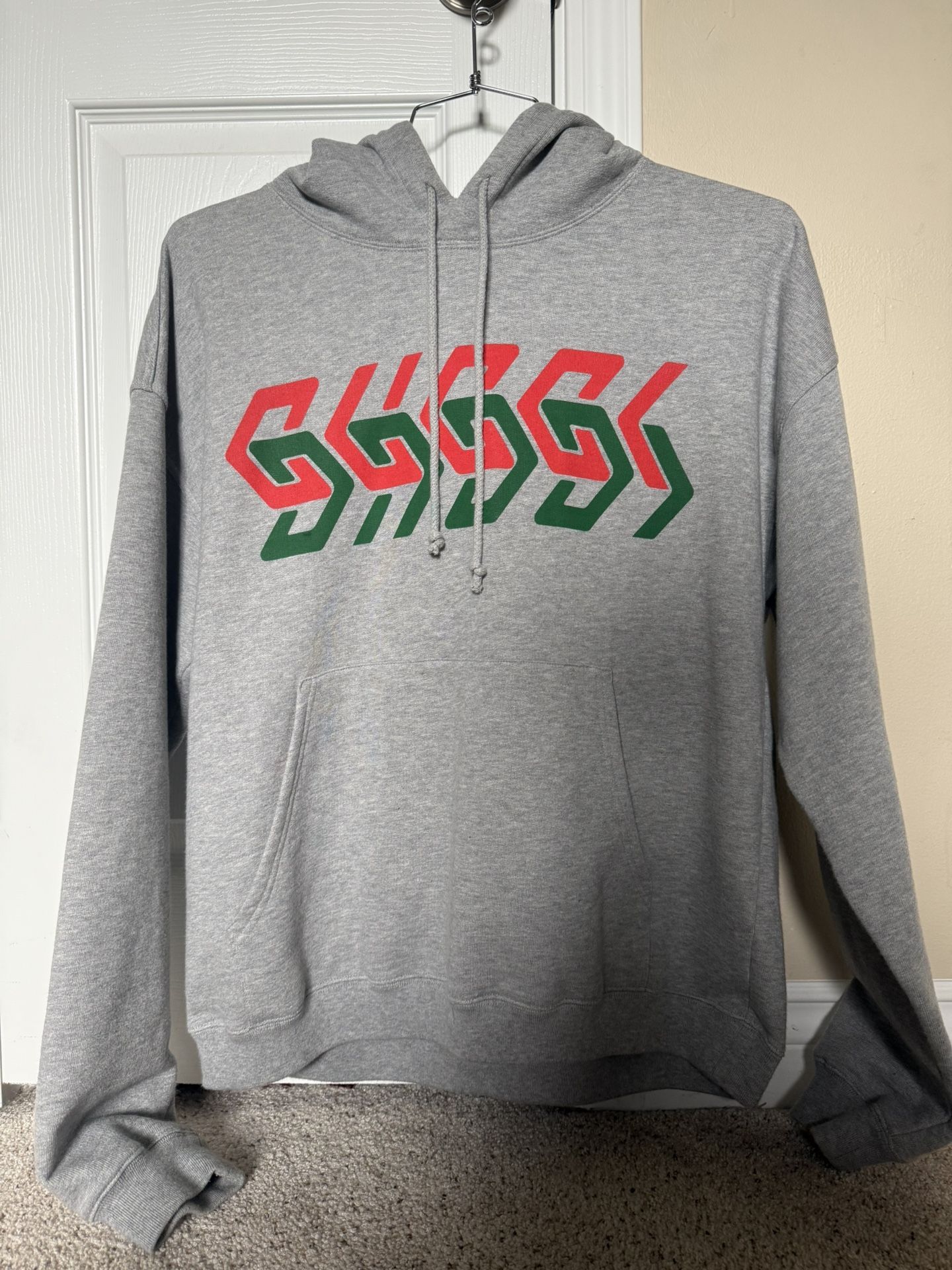 Lightly Used Gucci Graphic Logo Hoodie – Gray, Red & Green