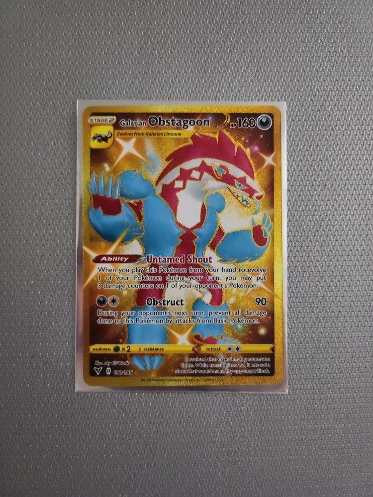 Galarian Obstagoon 198/185 (Secret) - Pokémon Vivid Voltage Gold Card