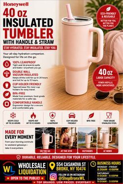 Honeywell 40 oz Insulated Tumbler with Handle and Straw