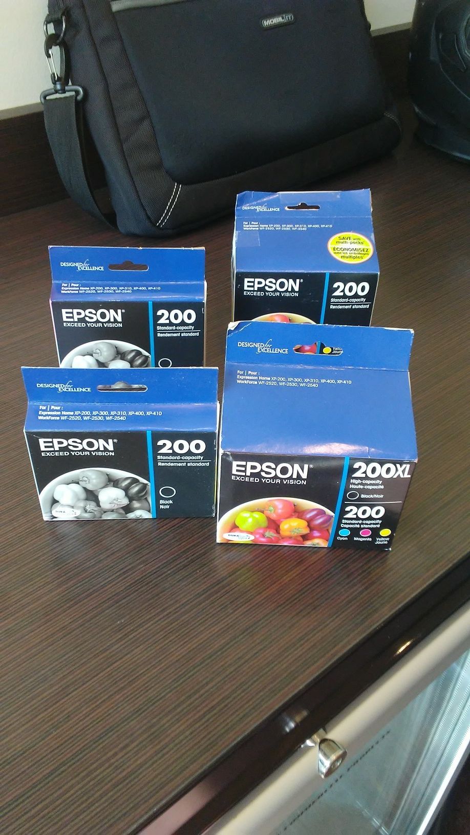 Epson 200 printer ink. 4 various boxes