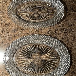(2) Vintage Anchor Hocking Clear Glass Miss America Pattern Serving Dishes