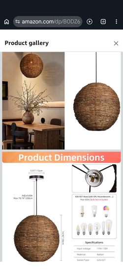 Beautiful Rattan hanging by Autureshome 15.7 inches