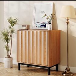 Fluted Cabinet with Storage, 2 Doors Sideboard Buffet Cabinet Modern Accent Cabinet