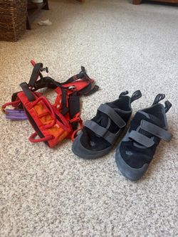 Climbing shoe and harness