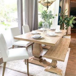 Custom Built Dining Table Solid wood Farmhouse Set Modern Rustic Bench Country Oval Round Counter Breakfast Height  Farm House 