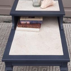 MCM Mersman Two Tiered Step Up End Table Or Nightstand With Faux Marble Top