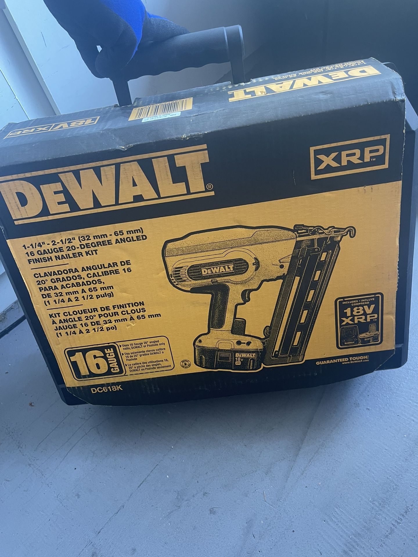 New In box DEWALT DC618K 18V XRP Angled Finish Nailer - $160