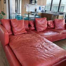 Two-piece natural leather sofa