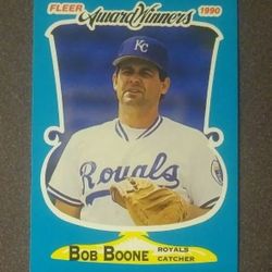 1990 Fleer Bob Boone Kansas City Royals KC #5 Award Winners Catcher Baseball Card Vintage Collectible Trading Sports MLB Major League