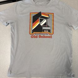 Old Navy Men's Gray Retro Arcade Graphic Cotton Crew Neck Short Sleeve T-Shirt S