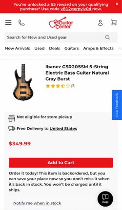 Ibanez 5 string bass guitar